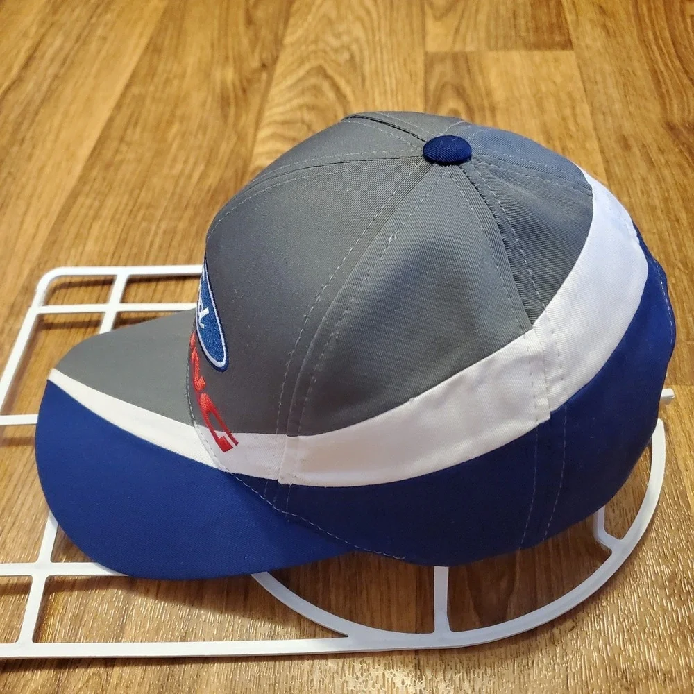 Ford Racing Hat Cap Men‎ Snapback Grey Blue Embroidered Checkered Flag